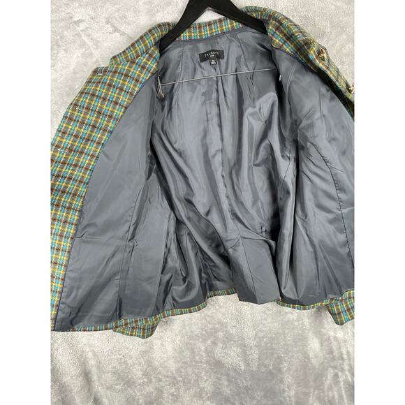 Talbots Plus Jacket 18W Green Plaid Wool Blend Gold Button Holiday Old Money - Picture 11 of 14